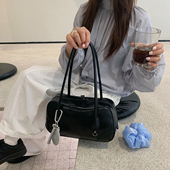 Unique blue百搭简约手提包保龄球包皮质大容量休闲通勤单肩包女