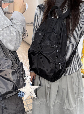 Unique blue原创星星多口袋书包女休闲学院风背包高中学生双肩包