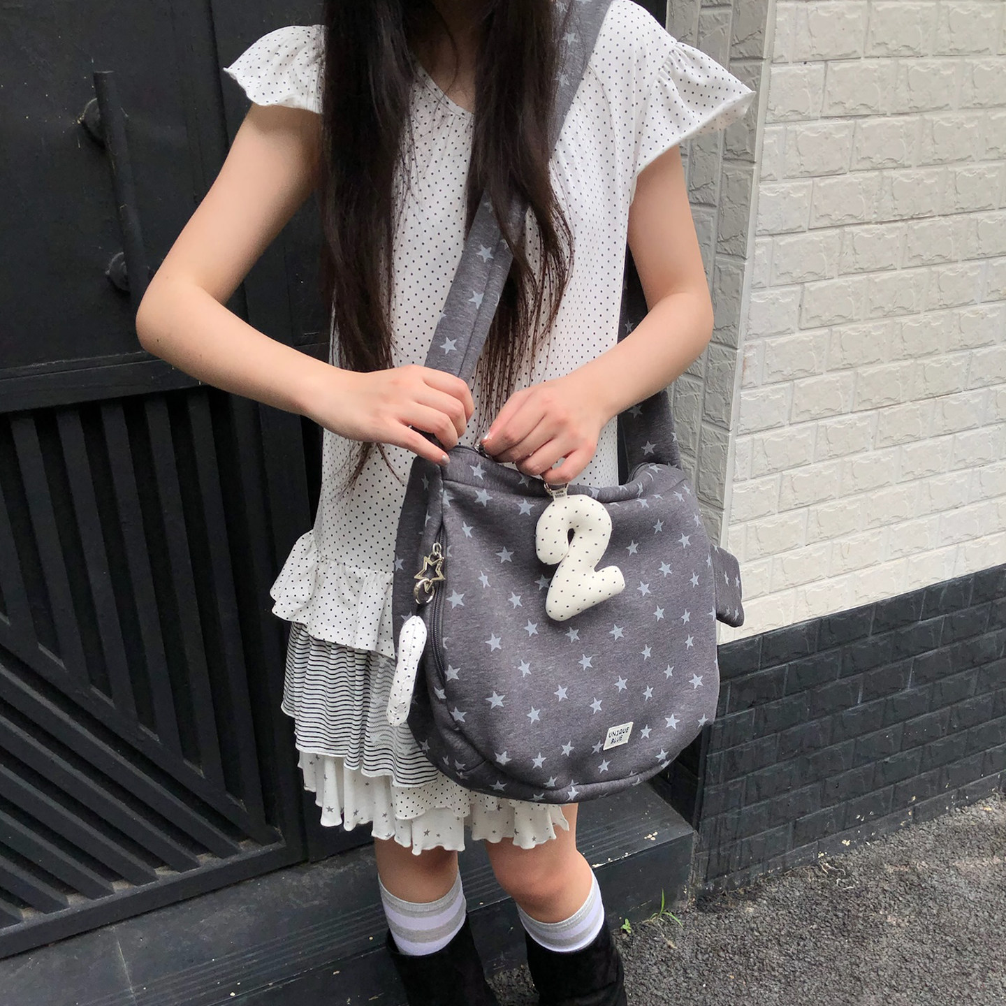 Unique blue韩系星星大容量百搭托特包通勤单肩包休闲手提购物袋