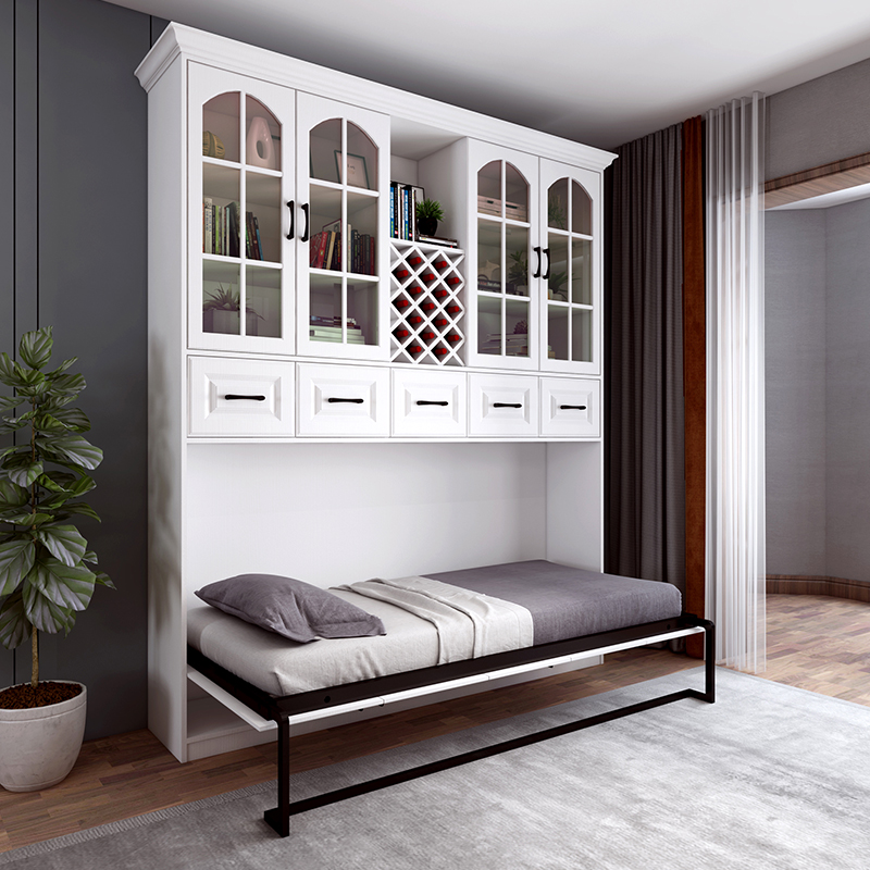 侧翻多功能挂墙壁一体隐藏折叠床