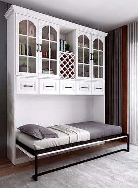 侧翻床多功能挂墙壁床折叠床柜一体隐藏隐形床单双人床