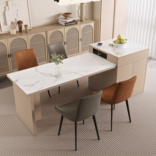 屋力美伸缩岩板餐桌加厚板材