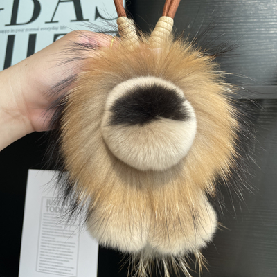 真獭兔毛辛巴小狮子包包挂件貉子毛挂饰手绳款可爱毛绒公仔车挂饰