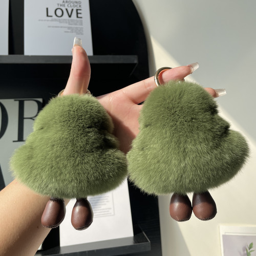 可爱小树獭兔毛圣诞树包包挂件钥匙扣车挂饰皮草毛绒玩偶生日礼物