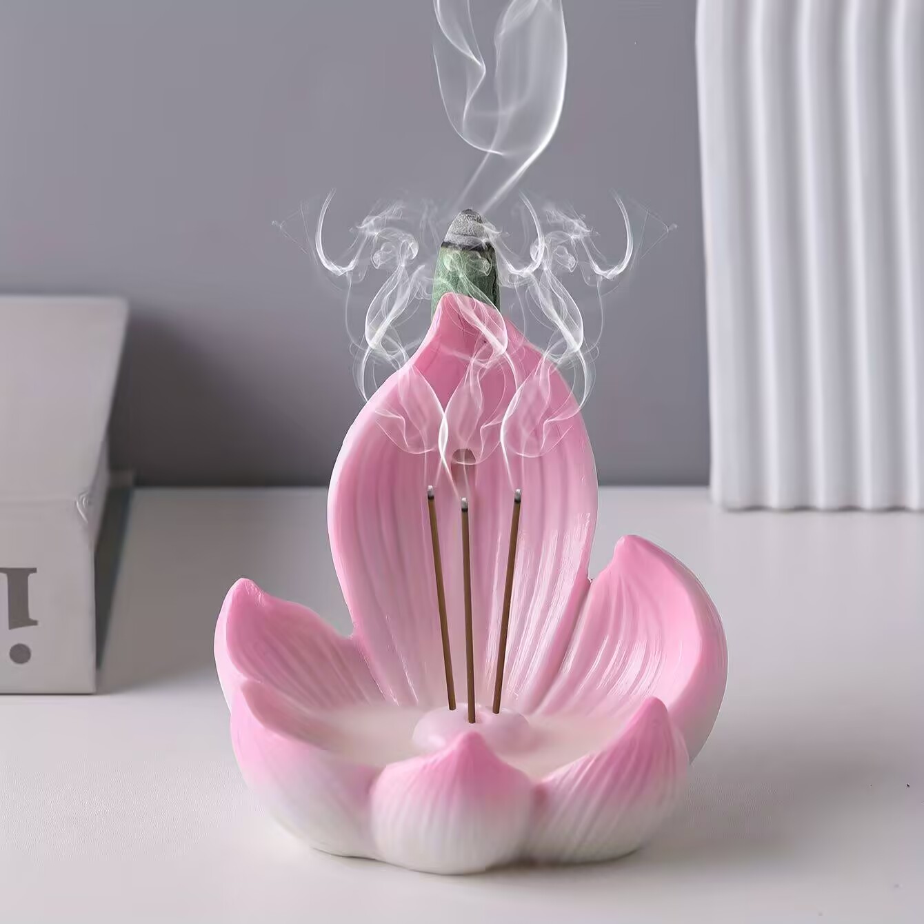 莲花座倒流熏香树脂工艺品扩散器多功能家居装饰薰炉静谧家居摆件