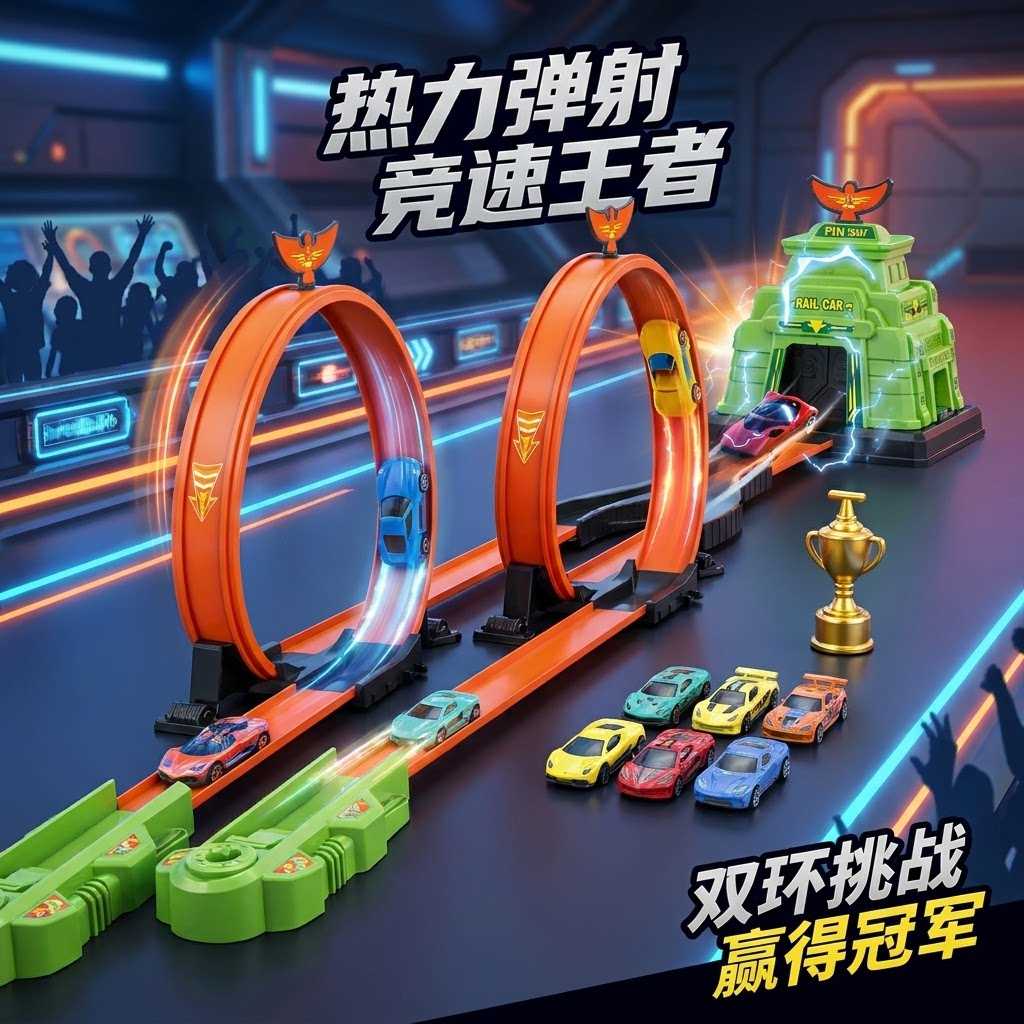 儿童轨道玩具反重力弹射合金车汽车模型拼装组装竞速赛车停车场男