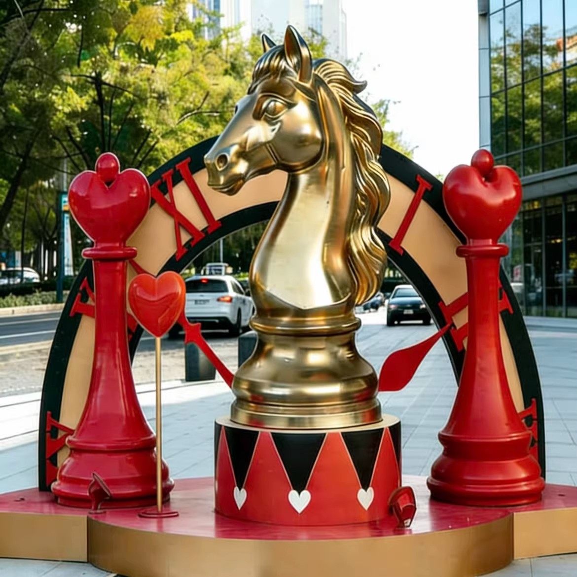 2026马年新年金色马国际象棋雕塑雕塑商场店铺橱窗装饰春节大摆件,家居饰品,落地摆件,淘宝优惠券,粉丝福利购,淘宝优惠卷