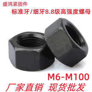 8.8级螺母细牙螺丝母高强度六角螺帽M6M8M10M12M14M16M20M24 M100