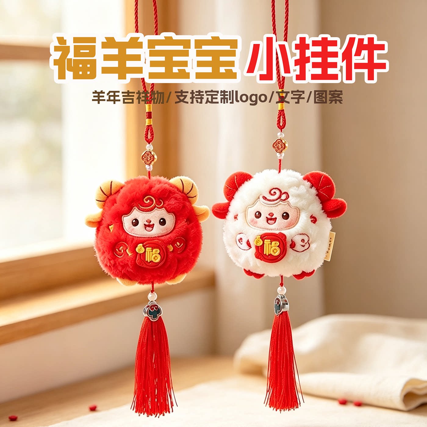 羊年吉祥物公仔小羊挂件毛绒玩具新年挂饰生肖羊挂件玩偶活动礼品