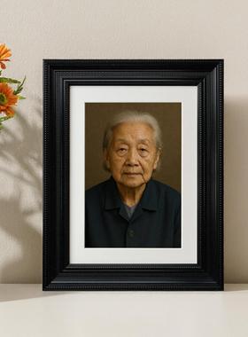 相框黑色高级老年人纪念装裱PS翻新照来感图老人相框老照片打印