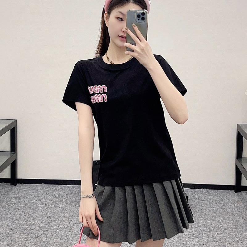 短袖简约珍珠字母棉女