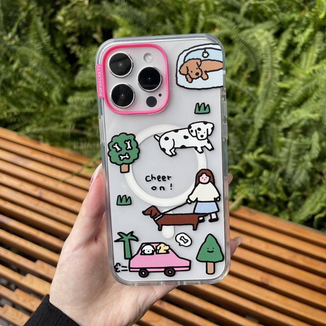 代购泡泡骚通用pop强磁吸手机壳适用于iphone17promax苹果16/15/14/13/12手机壳情侣支架小狗公园赵露思同款