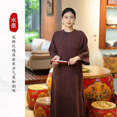 【功成不居】原创国潮重磅汉麻改良道系袍裙M77212