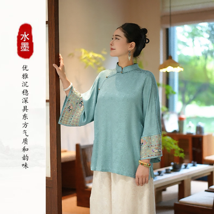 【青雀锦】设计师原创新中式昌锦苑桑蚕丝织银重工刺绣外套M72229