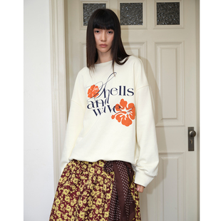 Damaskeen 扶桑花印花圆领套头卫衣