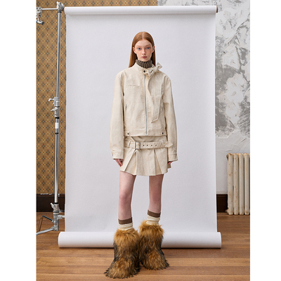 damaskeen2023蝴蝶结皮衣夹克女