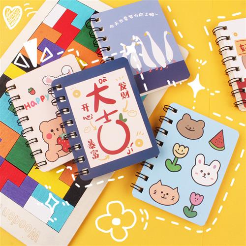 口袋儿童小本子迷你线圈本记事本留言本侧翻线圈本笔记本A7线圈本