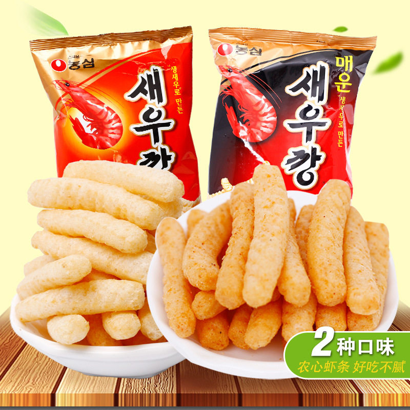 韩国进口零食品 农心虾条 鲜虾条原味料烤制 香脆可口非油炸 90g