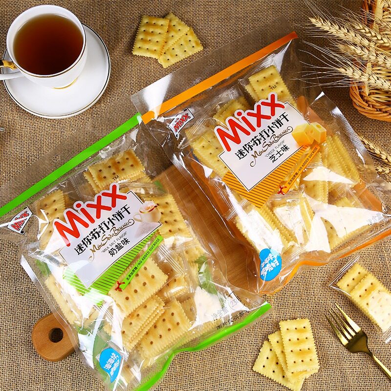 mixx迷你苏打饼干 芝士奶盐味咸味梳打饼 早餐小吃零食品 230g