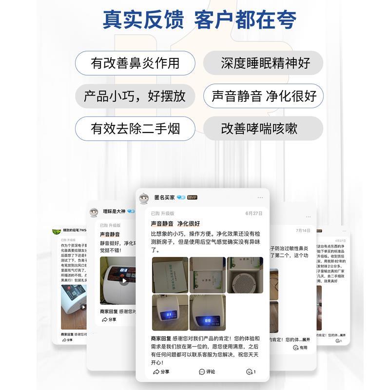 小粒径负离子空气净化器无臭氧生态家用纯负离子发生器除甲醛清新