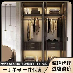 北欧玻璃门衣柜现代简约轻奢衣橱家用卧室衣帽间出租房卧室衣柜