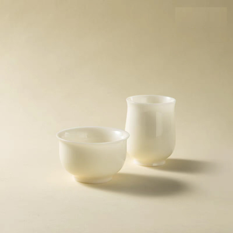 冰种玉瓷主人杯上釉象牙白水杯啤酒杯威士忌(可定制)品茗杯可乐杯