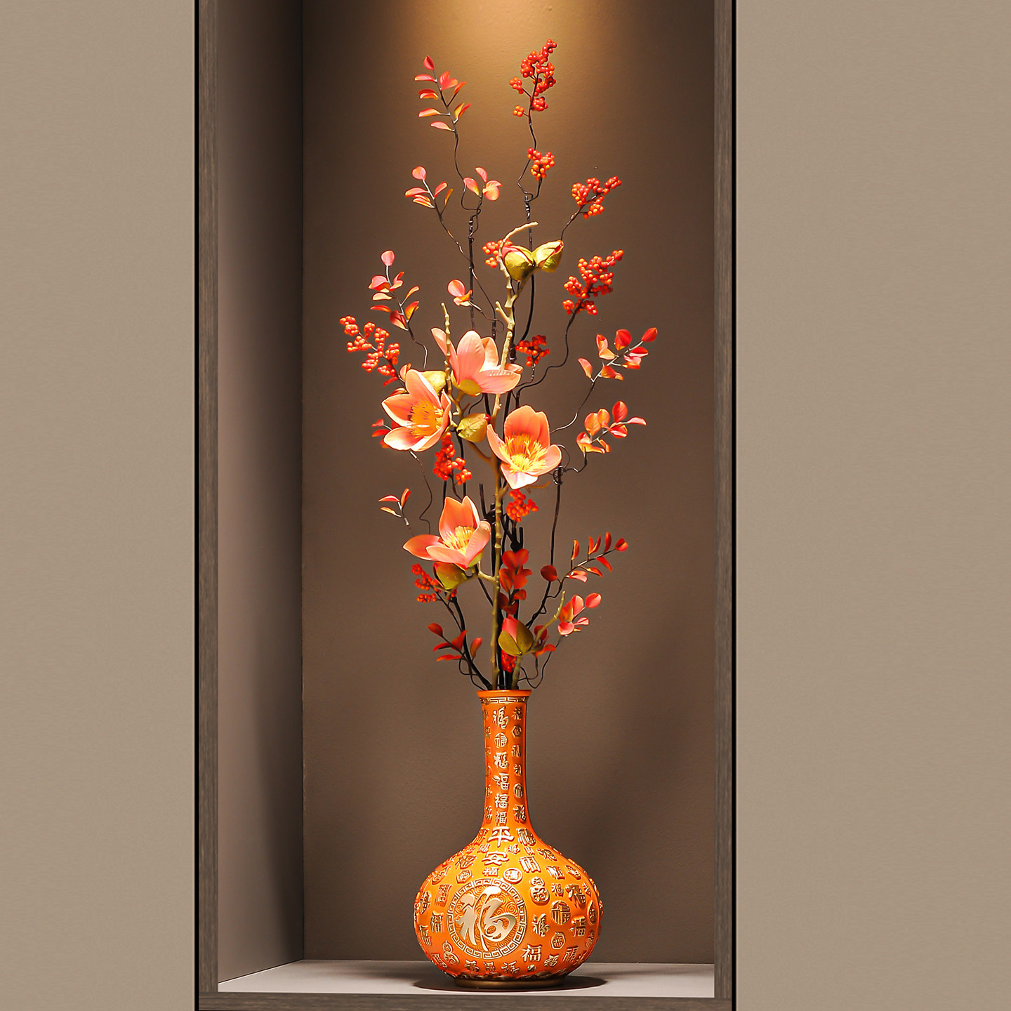 百福花瓶入户玄关摆件高档客厅竖高壁龛寓意好的装饰乔迁新居礼物,家居饰品,装饰摆件,淘宝优惠券,粉丝福利购,淘宝优惠卷