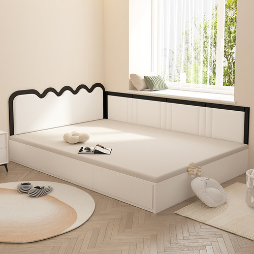 定制榻榻米床头软包奶油风卧室