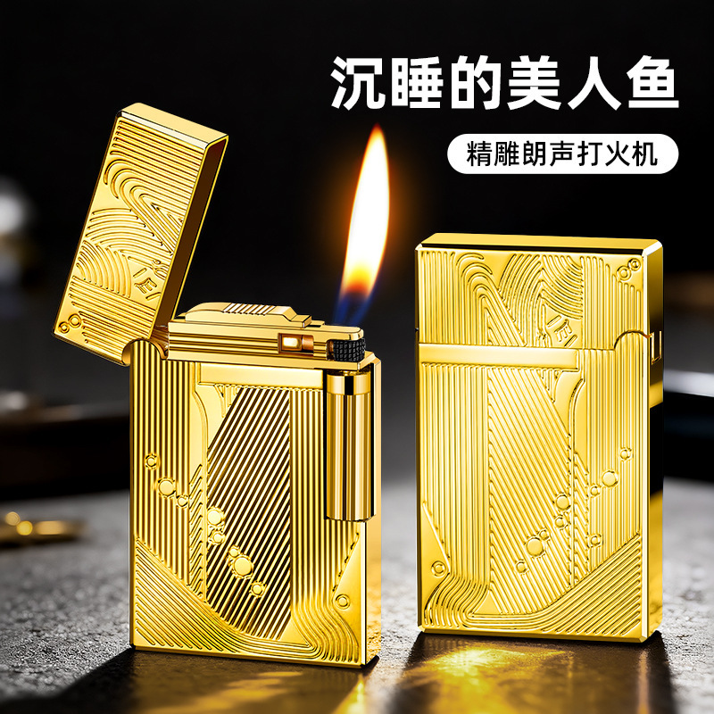 合金新款充气打火机朗声侧滑点火