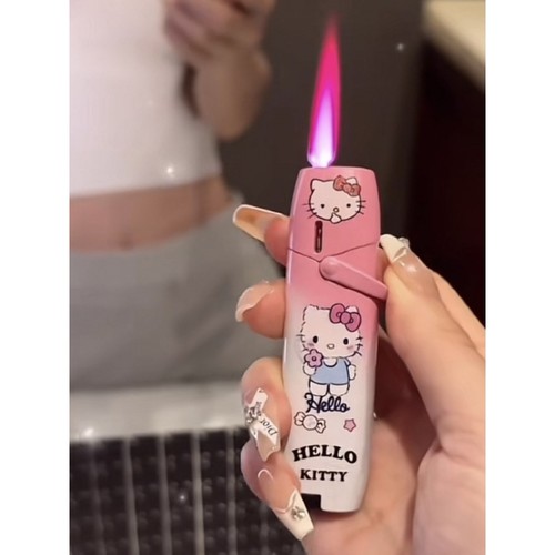 摇臂粉色火焰充气防风打火机