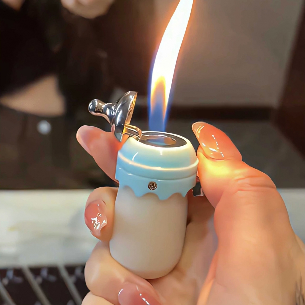 网红可爱迷你小奶瓶打火机卡通钥匙扣个性创意送男友女生礼物潮