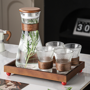 新中式玻璃喝水杯子套装家用耐高温食品级茶杯冷水壶咖啡杯具茶具