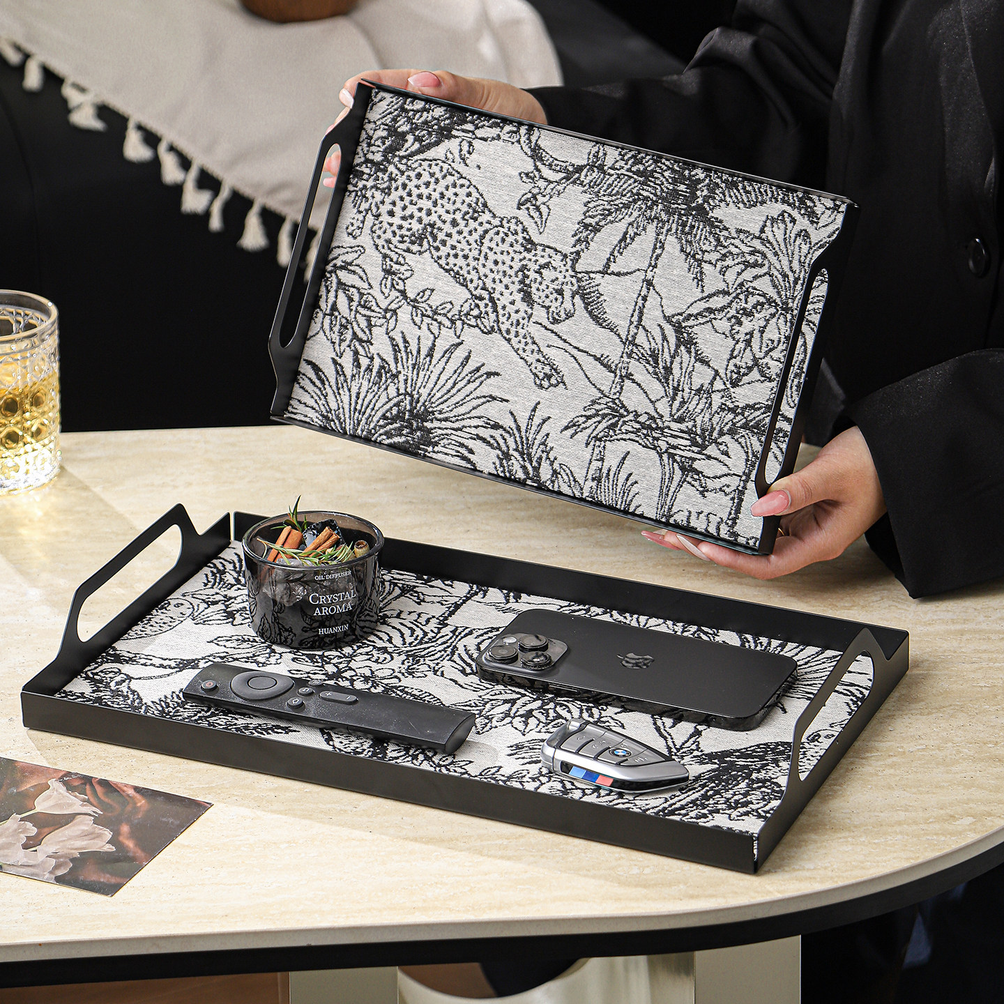 铁艺香薰托 托盘长方形客厅家用放水杯茶杯首饰收纳盘玄关置物盘,餐饮具,盘,淘宝优惠券,粉丝福利购,淘宝优惠卷