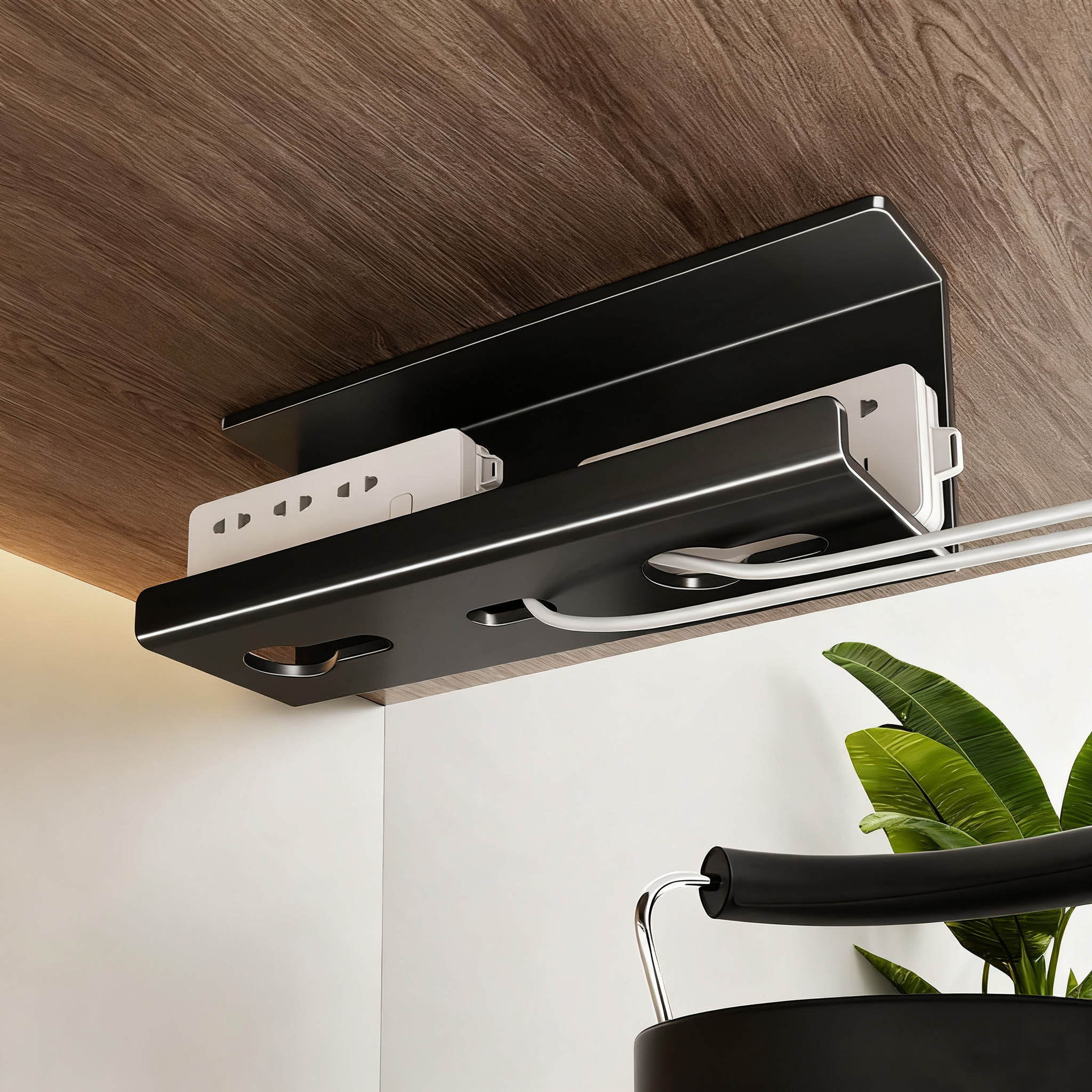 电脑理线器插排放置架免打孔