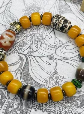 天然西藏玉化料老牦牛骨手链