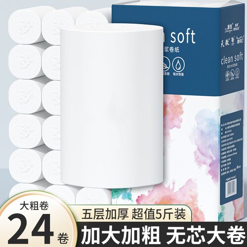 家用卫生纸大卷实惠装厕所纸五层加厚无芯卷纸擦手纸卷筒纸巾
