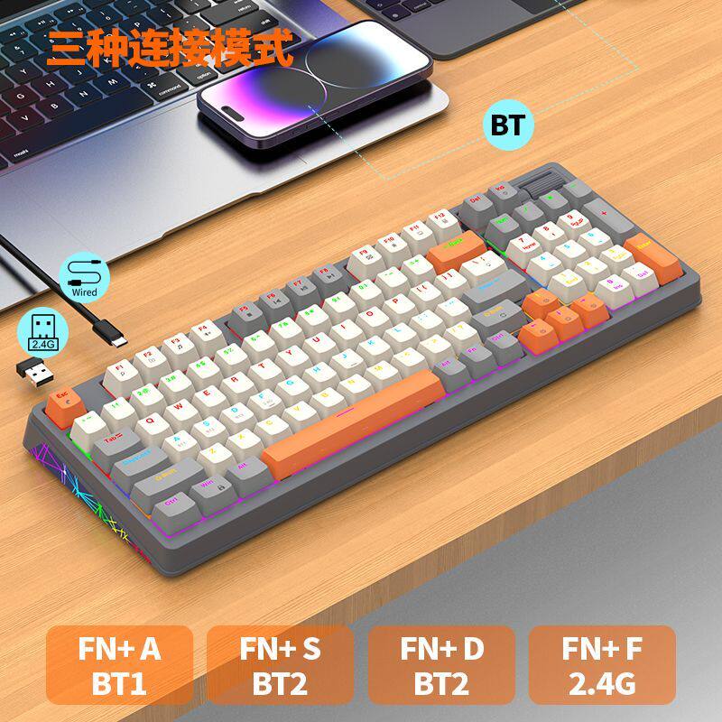 炫银狐K95无线蓝牙有线三模游戏机全键热插拔通用客制化机械键盘