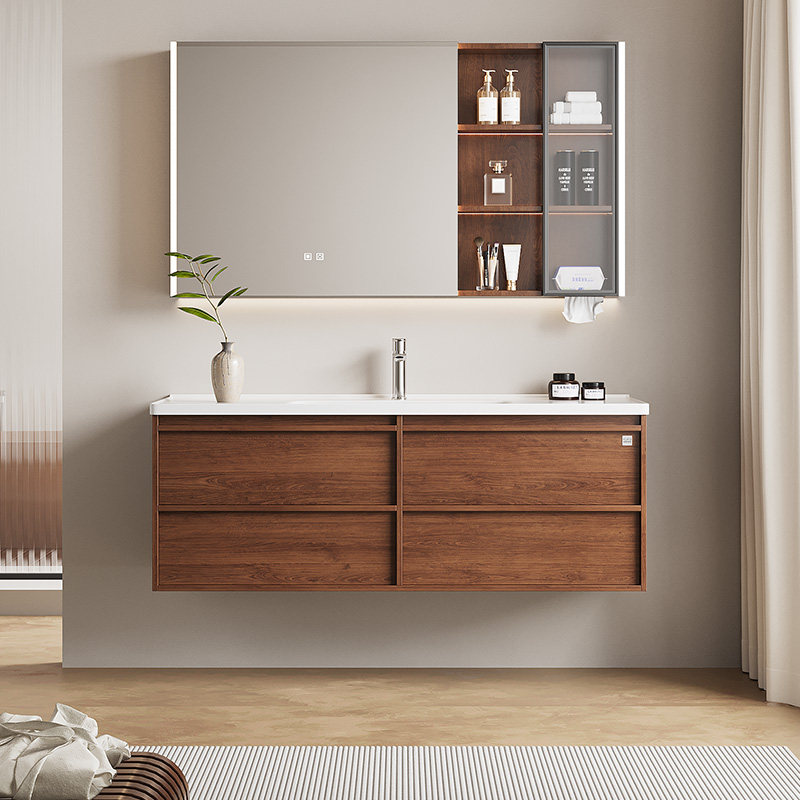 顾家家居中古风浴室柜组合洗手洗脸盆柜陶瓷一体盆洗漱台卫浴柜