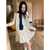 裙女别致刺绣宽松可收腰木耳袖 dorydory法式 镂空系带衬衫 连衣裙子