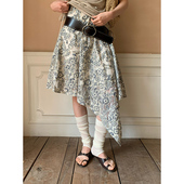 dorydory 提花蕾丝不规则斜下摆半身裙巨好看 垂坠感a字长裙