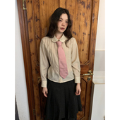 减龄洋气小衫 dorydory 褶皱衬衣女娃娃领收腰衬衫 长袖 春季 新款