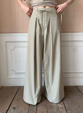 dorydory 系带宽松阔腿长裤休闲裤宽松bf慵懒风夏日松弛感裤子