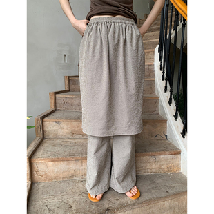 阔腿独特超好看裤 dorydory 女夏薄款 休闲裤 子 条纹直筒裙裤