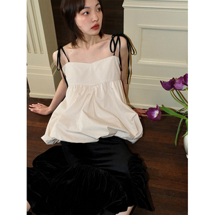 dorydory春季新款女装新中式花苞云朵独特别致吊带背心女小众上衣