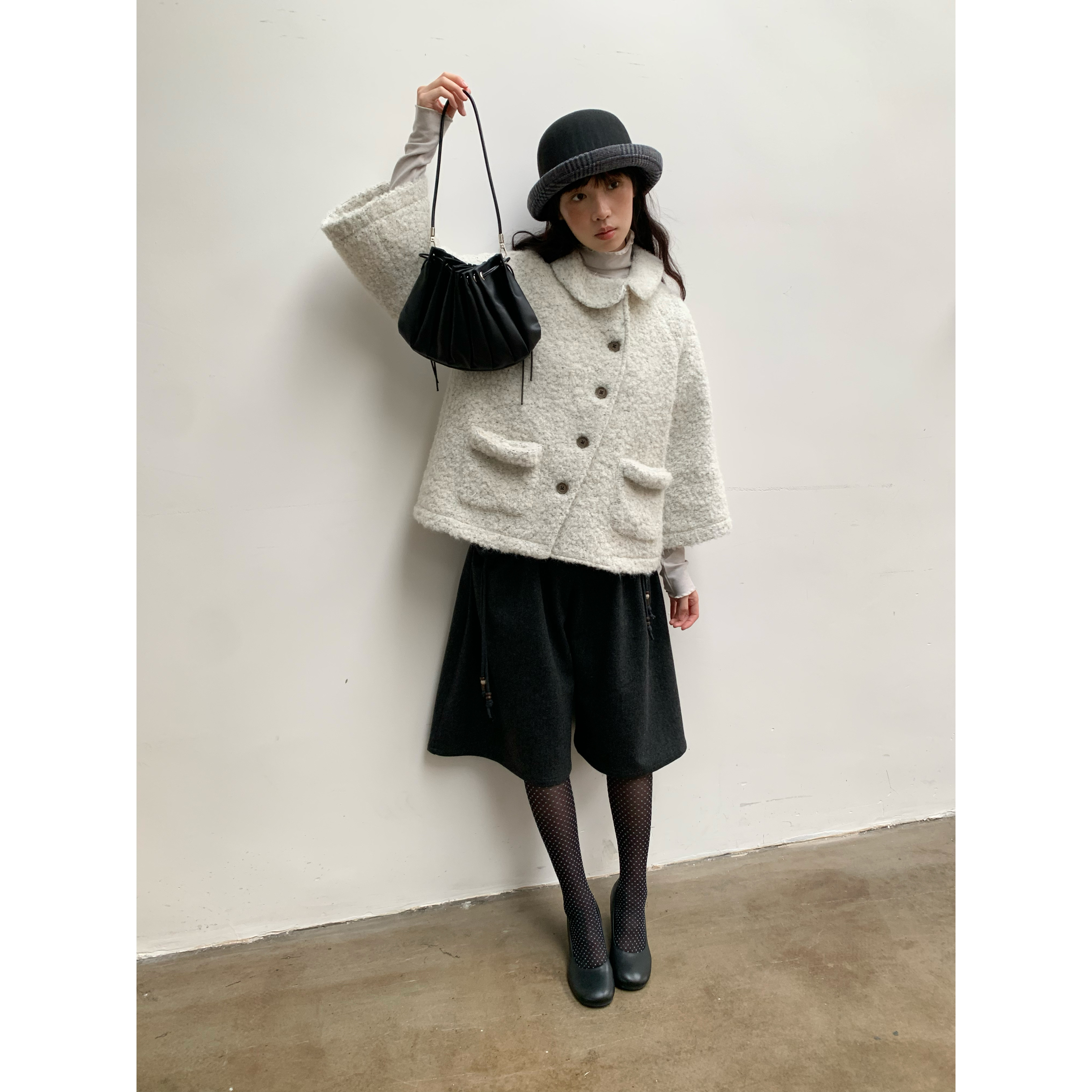 dorydory 2025秋冬新款复古米白色娃娃领圈圈毛短外套女留洋千金,女装/女士精品,毛呢外套,淘宝优惠券,粉丝福利购,淘宝优惠卷