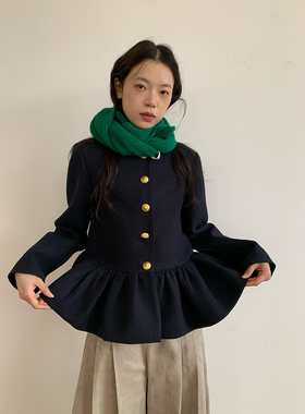 dorydory小立领花苞短外套女冬季冬天独特超好看小香风新中式上衣