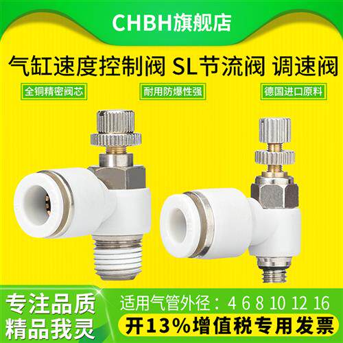 气动气缸调速阀节流阀调气阀开关PU气管快插接头SL6-M5 SL8-02 01
