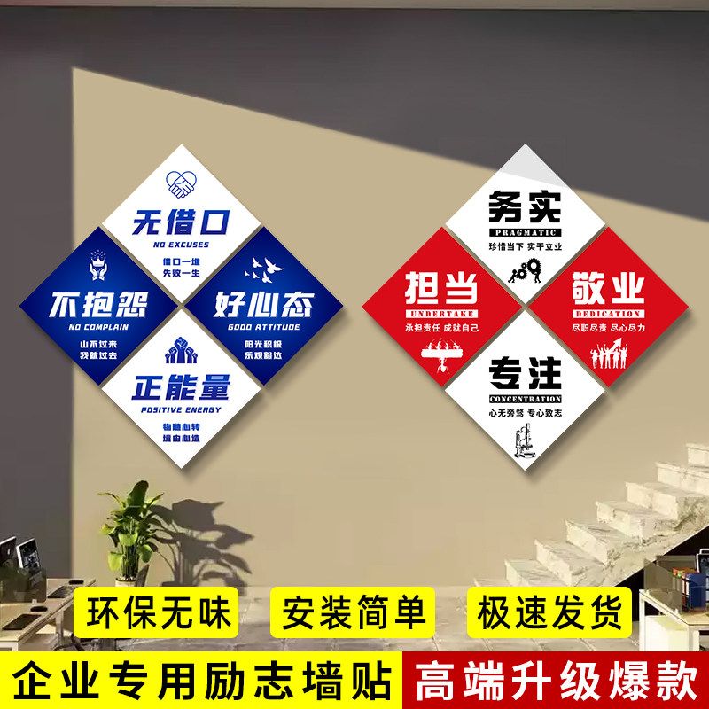 办公室墙面装饰网红励志语录标语挂牌企业文化公司会议室背景布置