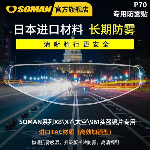 摩托车防雾贴soman头盔防雾贴