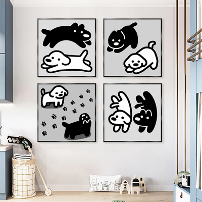免打孔无甲醛装饰画可爱狗墙画